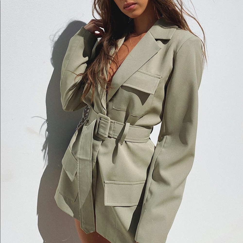 PRINCESS POLLY steinway mini blazer dress green